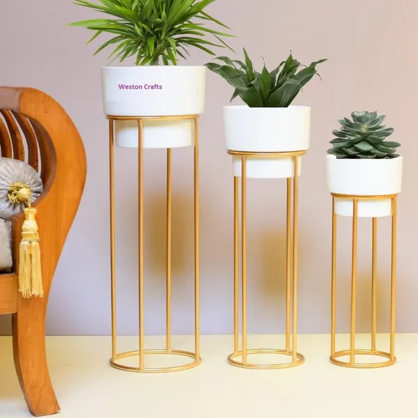 White_Weston_Crats_modern_metal_decorative_floor-standing_white_and_gold_indoor-outdoor_plant_stand_with_a_pot.