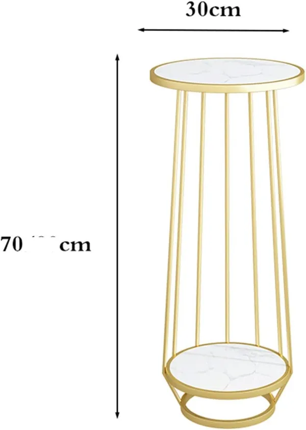 Weston_Crafts_Flower_Pot_Holder,_Long_Golden_Plant_Stand_Black_Flower_Pot_Display_2_Layer_MDF_Shelves_Unit_Modern_Corner_Table_For_Home_Living