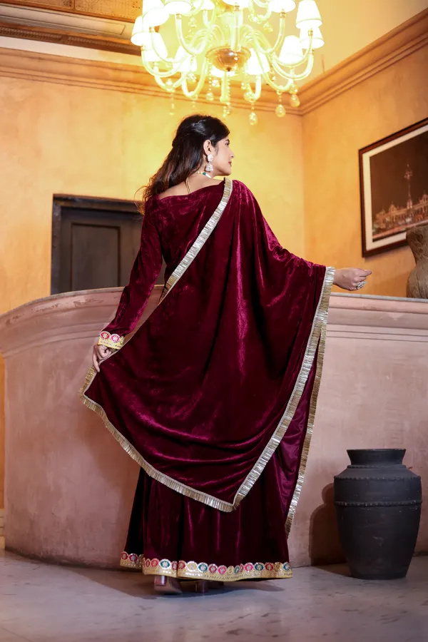 Maroon_Gota_Lace_Neckline_Work_Premium_Velvet_Suit_Set_For_Women
