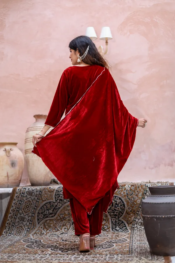Maroon_Premium_Velvet_Suit_Set_For_Women