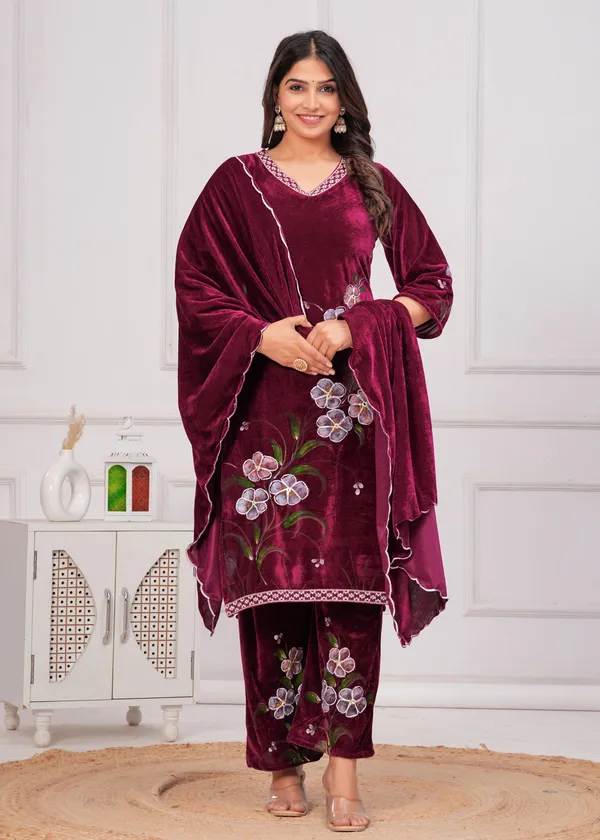 Wine_Gota_Patti_Work_Premium_Velvet_Suit_Set_for_Women