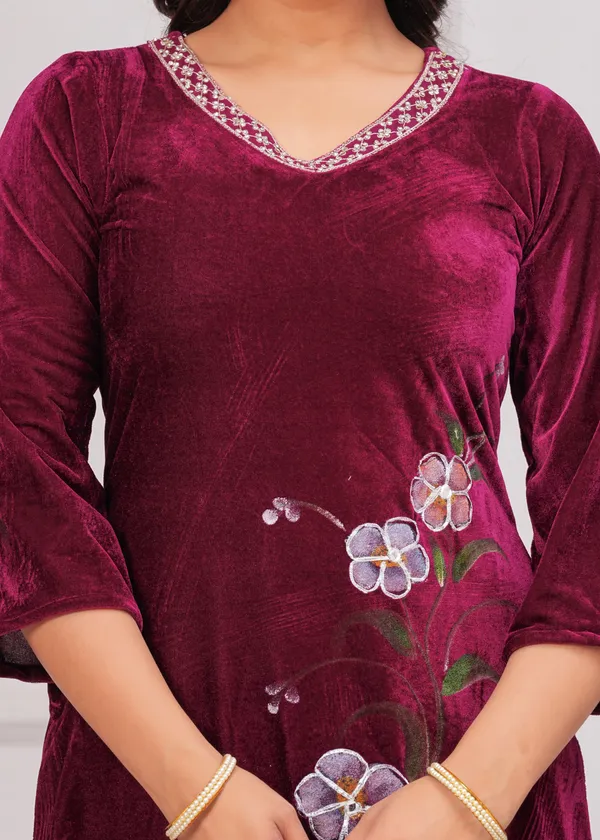 Wine_Gota_Patti_Work_Premium_Velvet_Suit_Set_for_Women