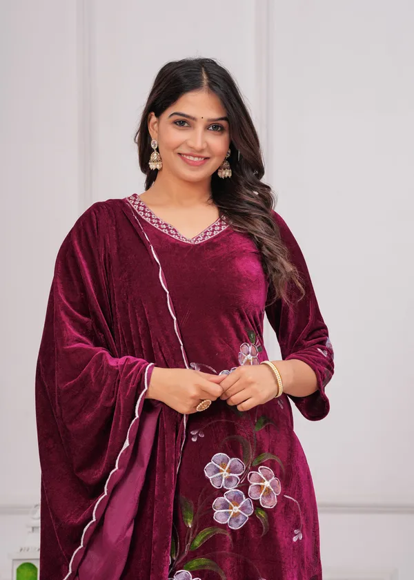 Wine_Gota_Patti_Work_Premium_Velvet_Suit_Set_for_Women