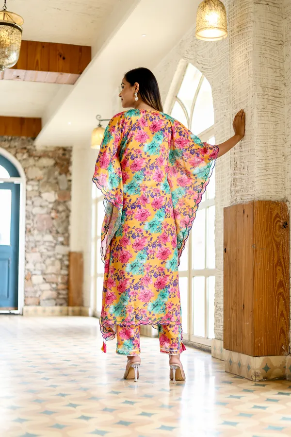 Multicolor_Chinnon_Regular_Fit_Solid_Kaftan_And_Pant_Set_For_Women