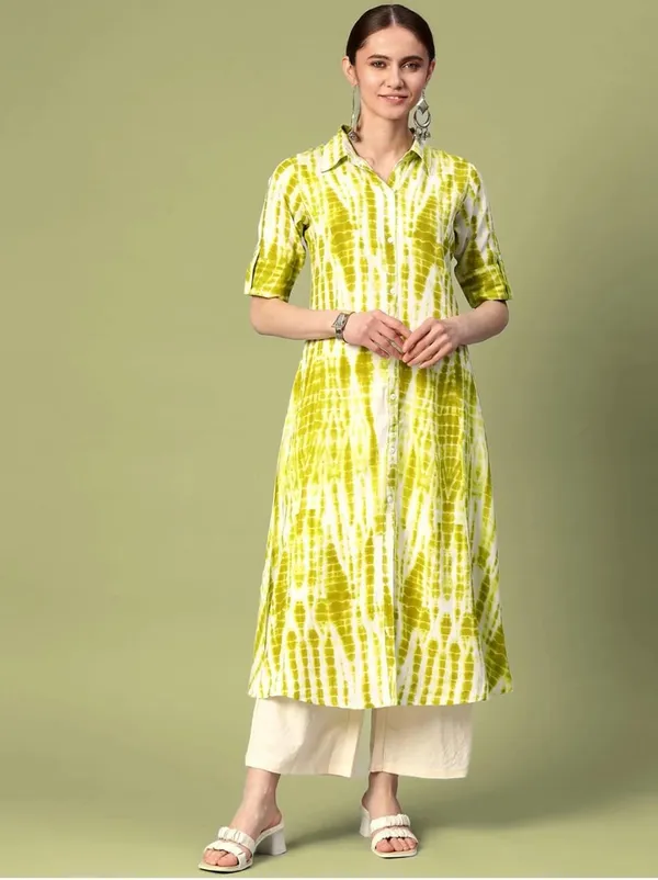 Green_Cotton_Regular_Fit_Solid_Kurta_And_Palazzo_Set_For_Women