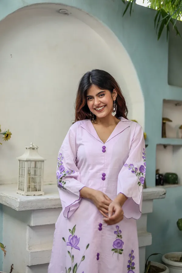 Pink_Cotton_Regular_Fit_Solid_Kurta_And_Pant_Set_For_Women