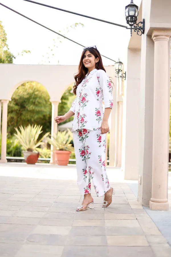 White_Cotton_Printed_Regular_Fit_Solid_Co-Ord_Set_For_Women