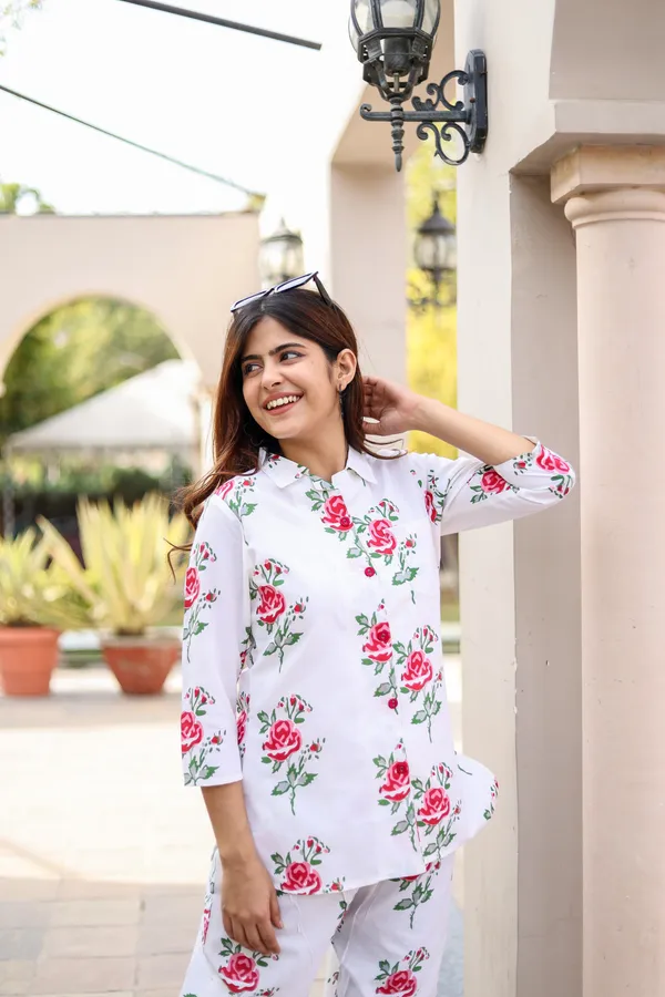 White_Cotton_Printed_Regular_Fit_Solid_Co-Ord_Set_For_Women