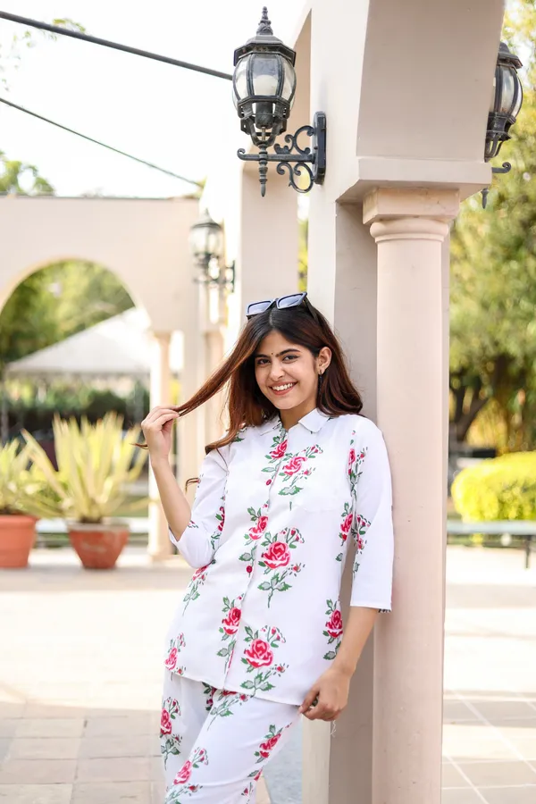 White_Cotton_Printed_Regular_Fit_Solid_Co-Ord_Set_For_Women