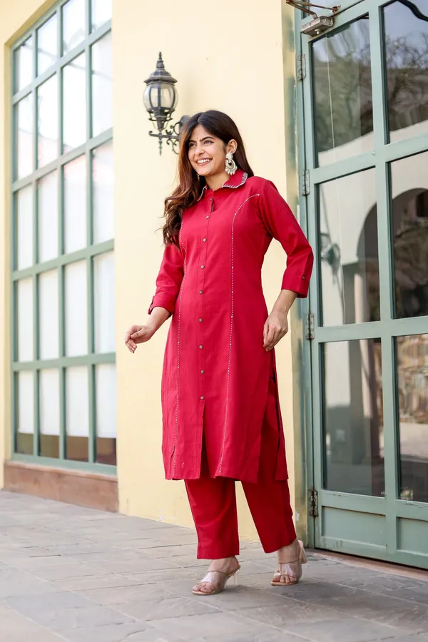 Red_Cotton_Red_Kurta_and_Pant_set