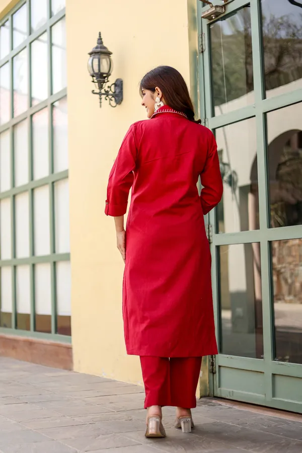 Red_Cotton_Red_Kurta_and_Pant_set
