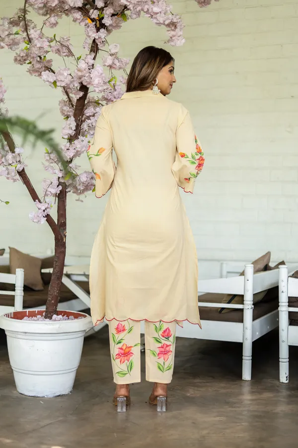 Peach_Flower_Printed_Cotton_Kurta_or_Pant_Set