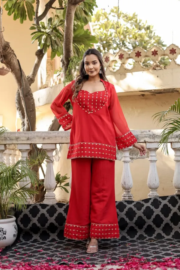 Women_Georgette_Top_And_Sharara_Set_(Red)