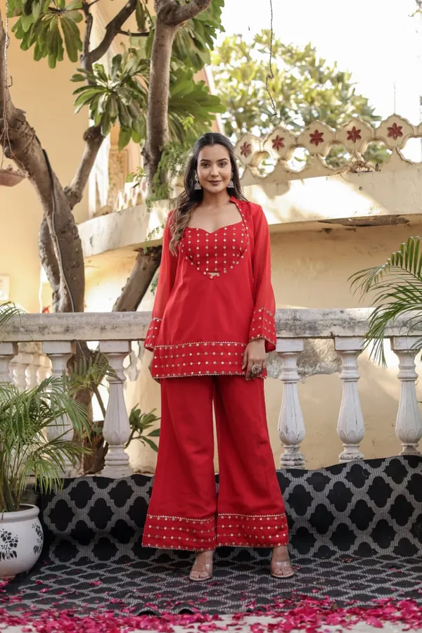Women_Georgette_Top_And_Sharara_Set_(Red)