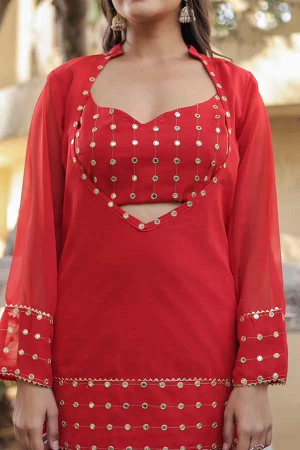 Women_Georgette_Top_And_Sharara_Set_(Red)