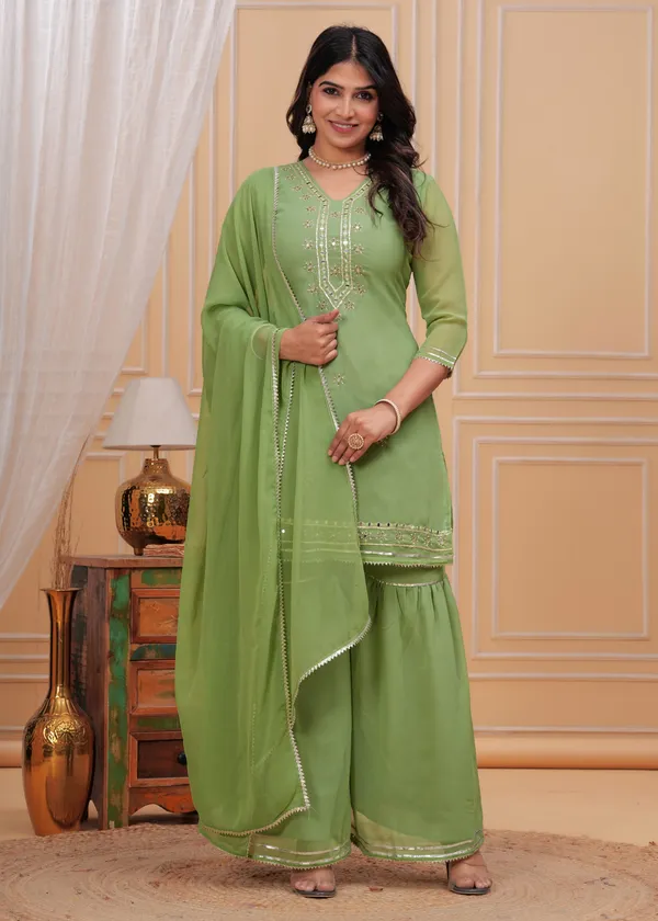 Women_Green_Cotton_Gota_Patti_Work_Sharara_Suits