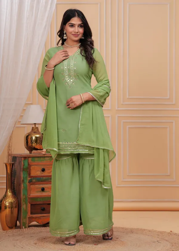 Women_Green_Cotton_Gota_Patti_Work_Sharara_Suits