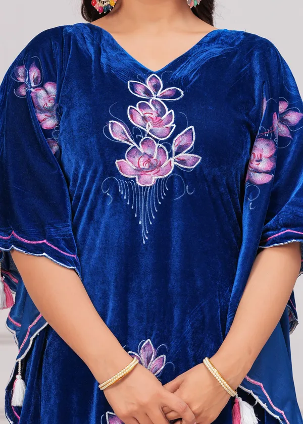 Blue_Kaftan_Premium_Velvet_Suit_Set_For_Women