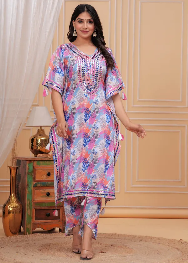 Women_Printed_or_Gota_Patti_Work_Kaftan_Set