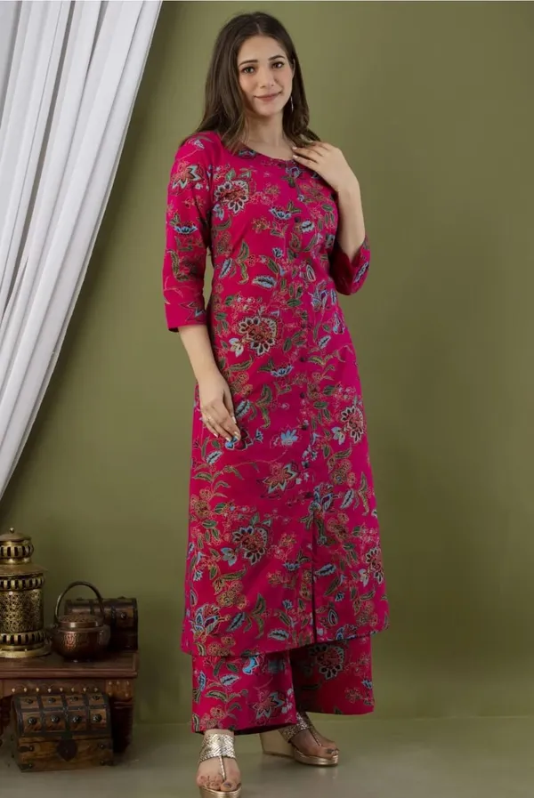 Pink_Regular_Fit_Solid_Rayon_Kurta_And_Palazzo_Set_For_Women