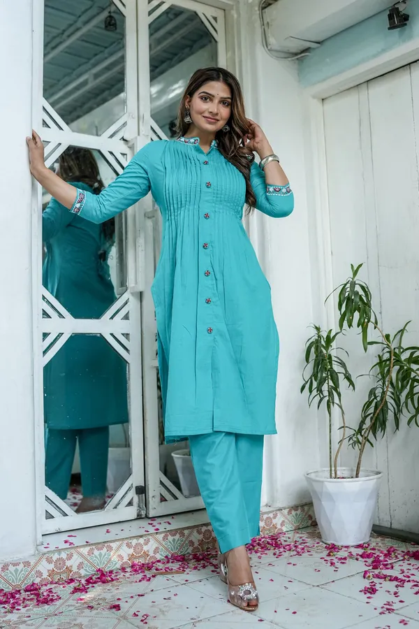 Sky_Blue_Cotton_Kurta_And_Pant_Set
