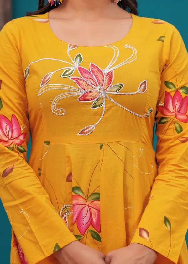 Women__Cotton_Gota_Patti_Work_Anarkali_Pant_or_Dupatta_Set