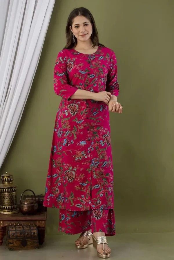 Pink_Rayon_Regular_Fit_Solid_Kurta_And_Palazzo_Set_For_Women