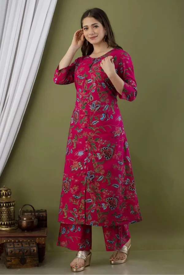 Pink_Rayon_Regular_Fit_Solid_Kurta_And_Palazzo_Set_For_Women
