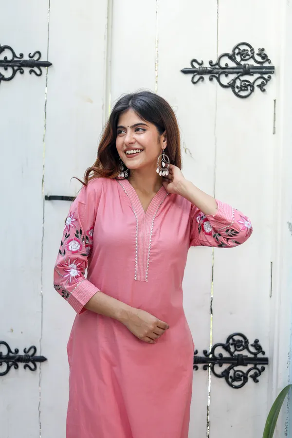 Pink_Cotton_Embroidery_Work_Kurta_And_Pant