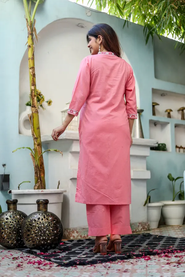 Pink_Cotton_Embroidery_Work_Kurta_And_Pant