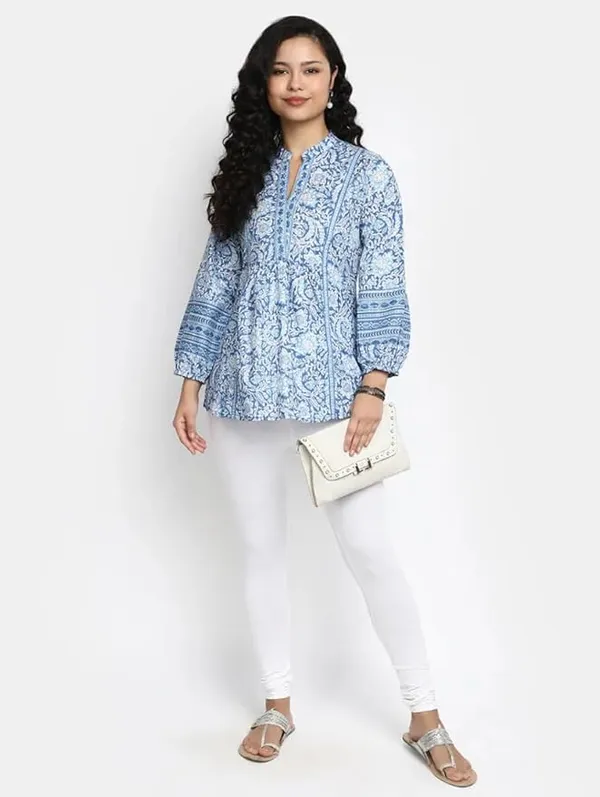 Blue_Cotton_Printed_Short_Kurti