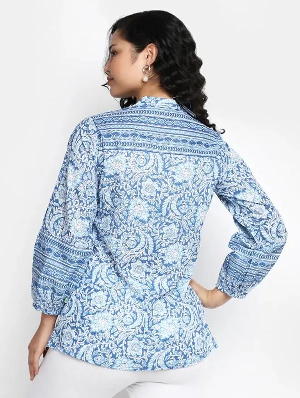 Blue_Cotton_Printed_Short_Kurti