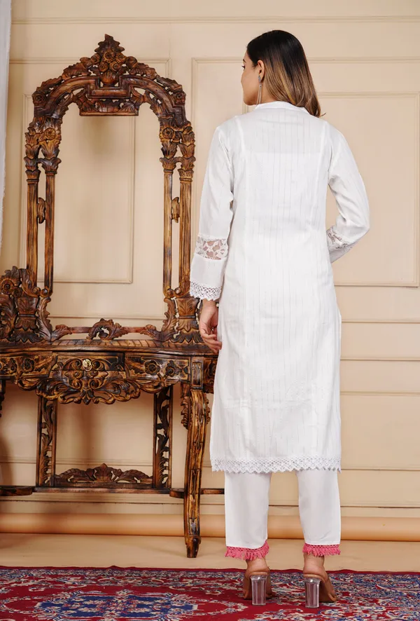White_Lurex_Regular_Fit_Solid_Kurta,_Pant_And_Dupatta__Set_For_Women