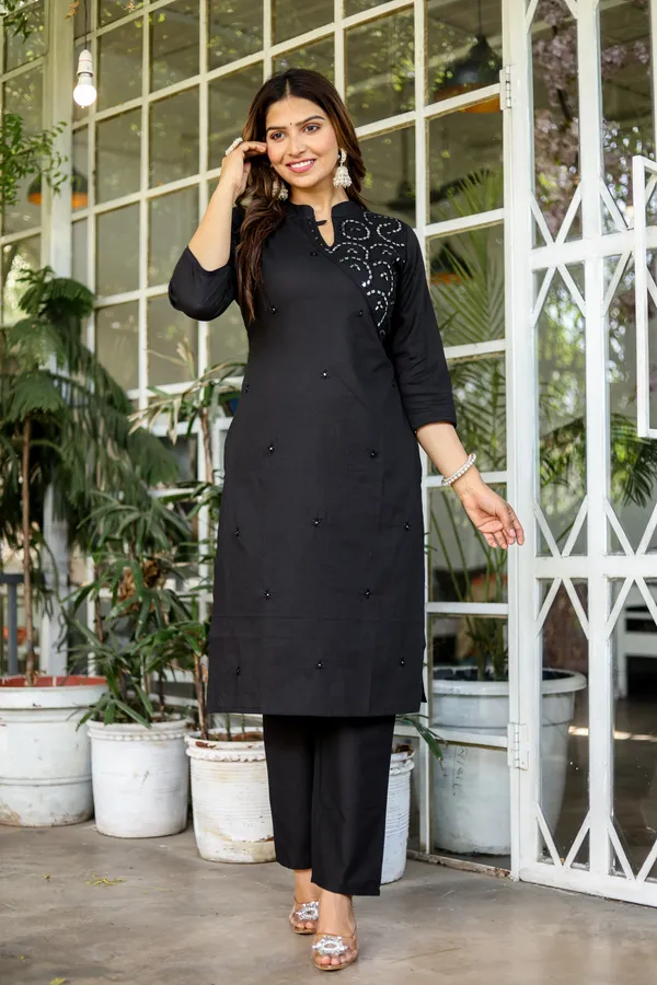 Black_Rayon_Embroidery_Work_Kurta_and_Pant_Set
