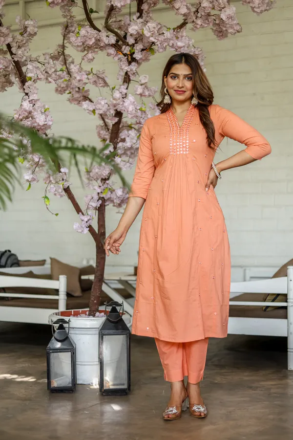 Orange_Rayon_Kurta_And_Pant_Set