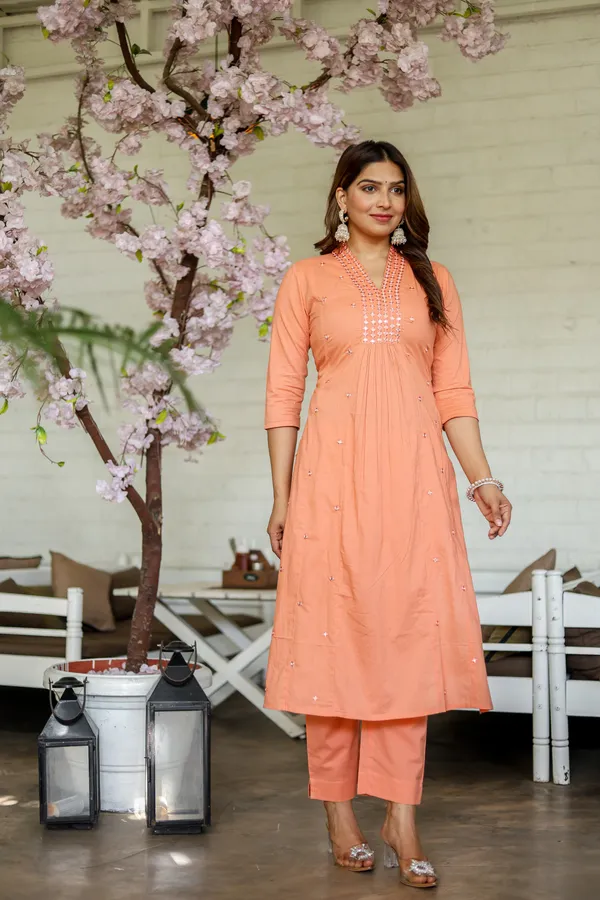 Orange_Rayon_Kurta_And_Pant_Set
