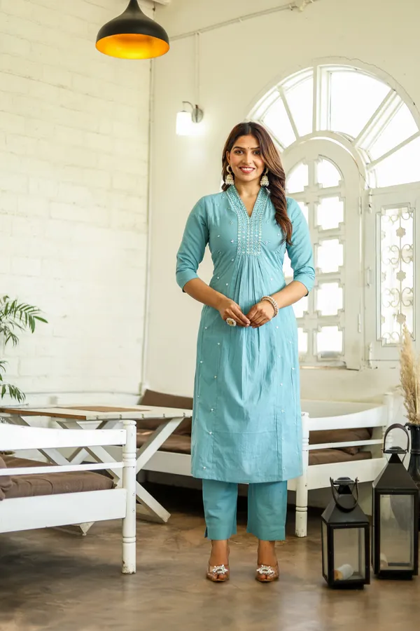 Sky_Blue_Rayon_Kurta_And_Pant_Set
