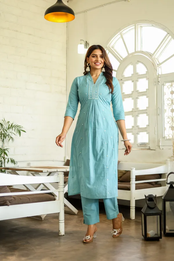 Sky_Blue_Rayon_Kurta_And_Pant_Set