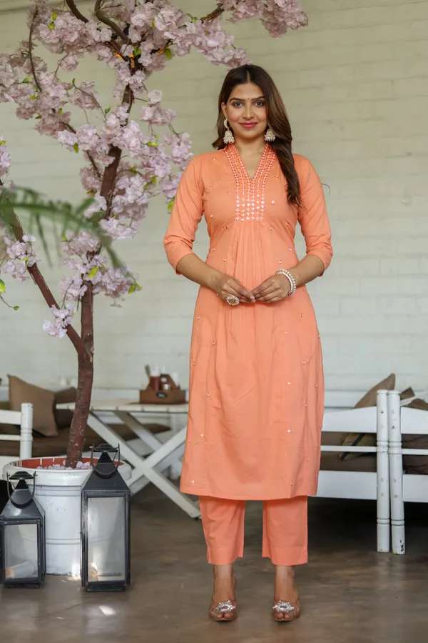 Orange_Rayon_Kurta_And_Pant_Set