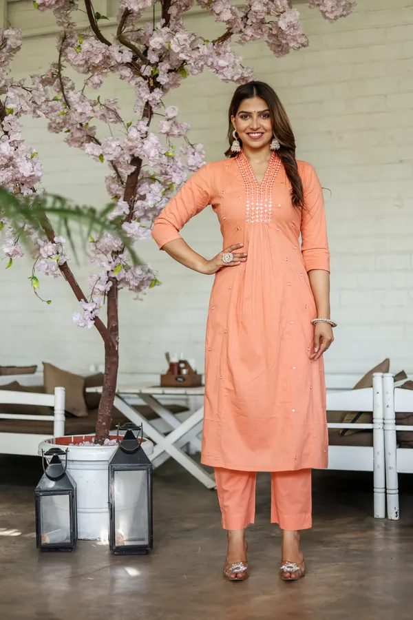 Orange_Rayon_Kurta_And_Pant_Set