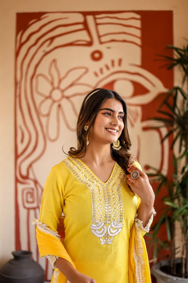 Yellow_Rayon_Embroidery_Work_Kurta_Set