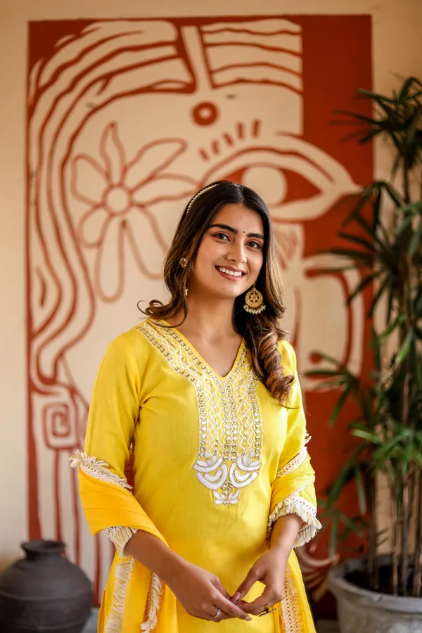 Yellow_Rayon_Embroidery_Work_Kurta_Set