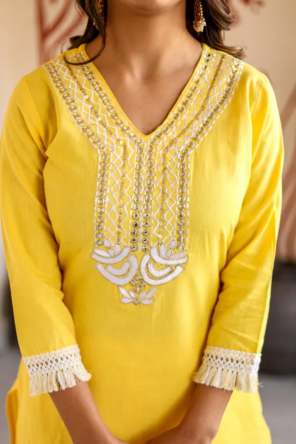 Yellow_Rayon_Embroidery_Work_Kurta_Set