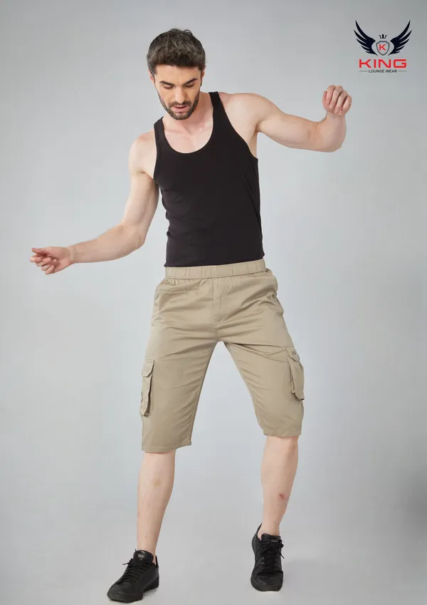 Beige_Casual_Wear_Regular_Fit_Textile_Cotton_Capri_For_Men