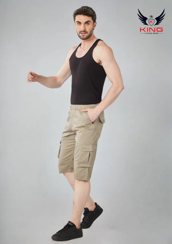 Beige_Casual_Wear_Regular_Fit_Textile_Cotton_Capri_For_Men