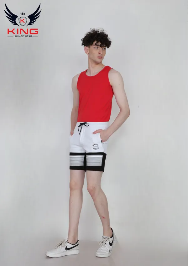 White_Casual_Regular_Fit_Lycra_Shorts_For_Men