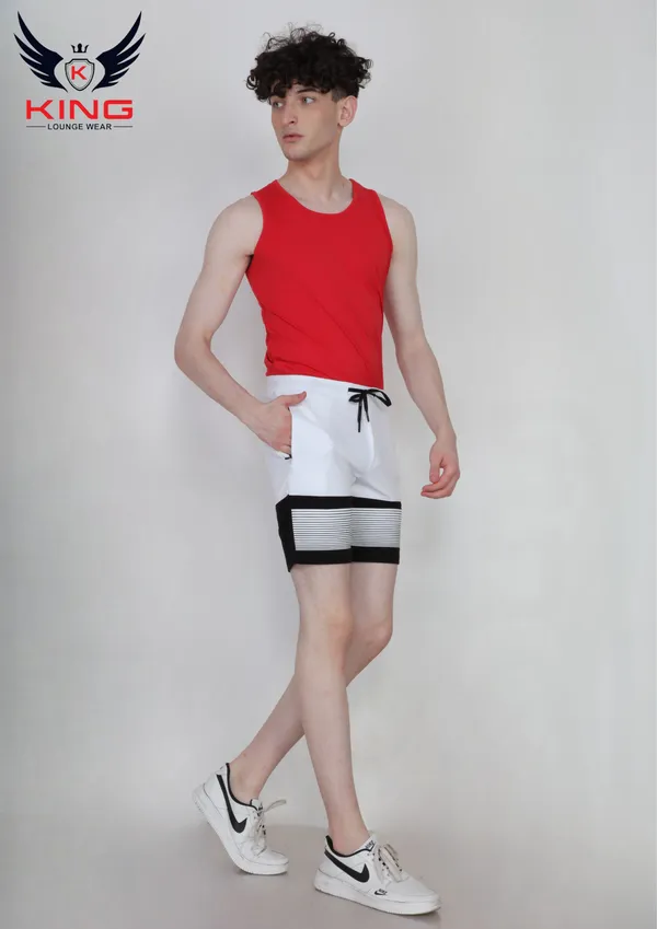 White_Casual_Regular_Fit_Lycra_Shorts_For_Men