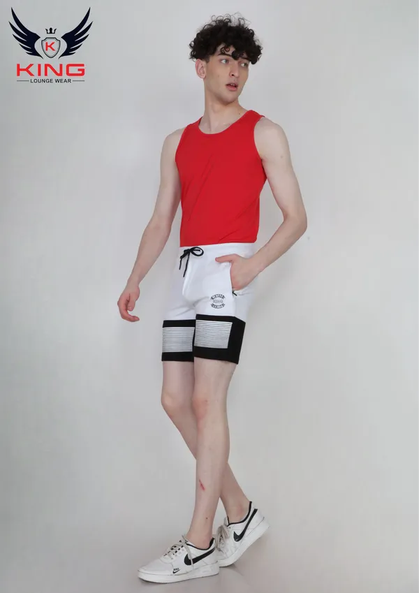 White_Casual_Regular_Fit_Lycra_Shorts_For_Men