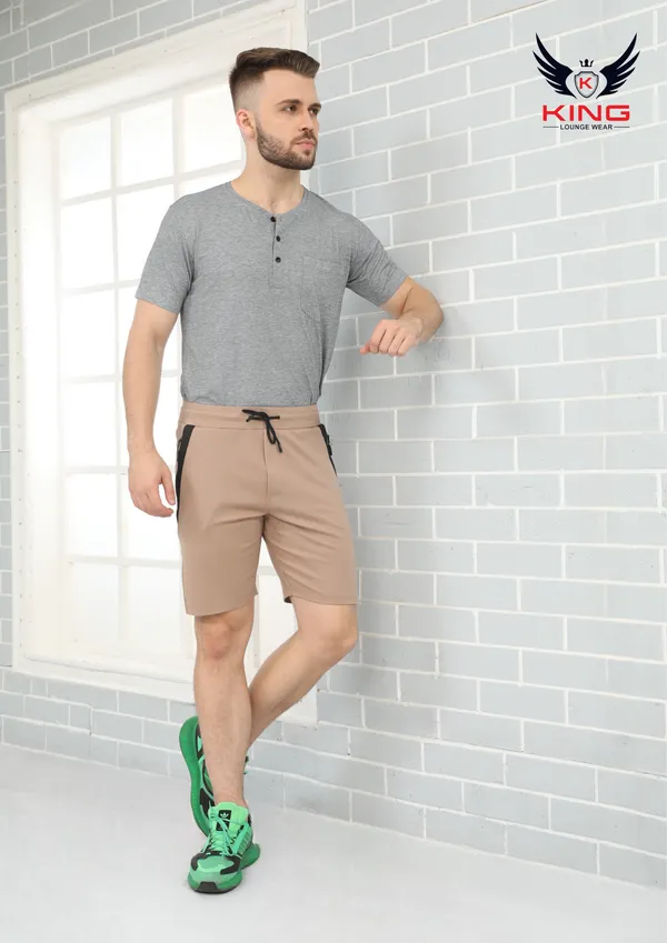 Beige_Casual_Wear_Regular_Fit_4_Way_Lycra_Shorts_For_Men