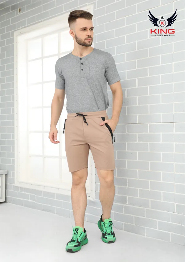 Beige_Casual_Wear_Regular_Fit_4_Way_Lycra_Shorts_For_Men